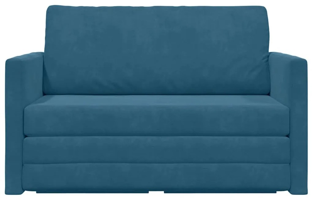Sofá de chão-cama 2 em 1 Azul 124x204x61 cm Veludo