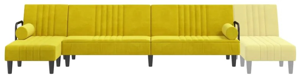 Sofá-cama em forma de L 260x140x70 cm veludo amarelo