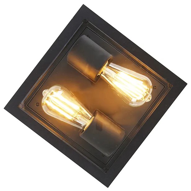 Candeeiro de teto industrial preto IP44 2 luzes - Charlois Design