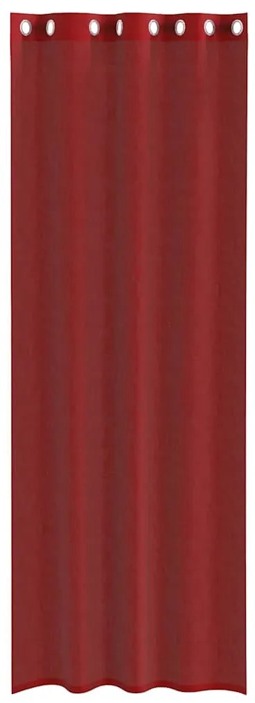 Cortinas de voile com ilhós 2 pcs vermelho tinto