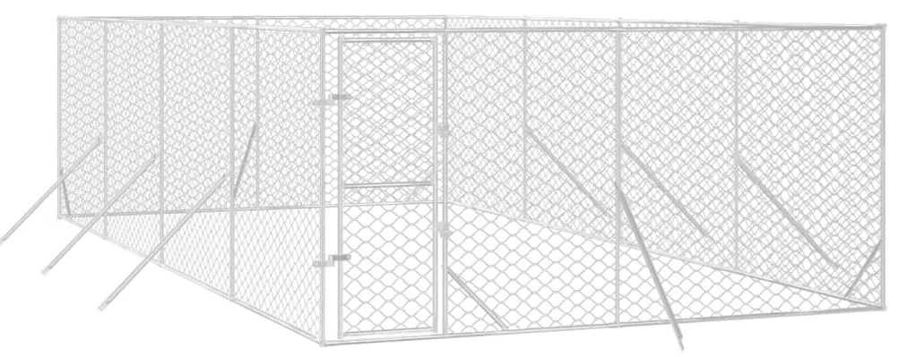 Canil de exterior 4x8x2 m aço galvanizado prateado
