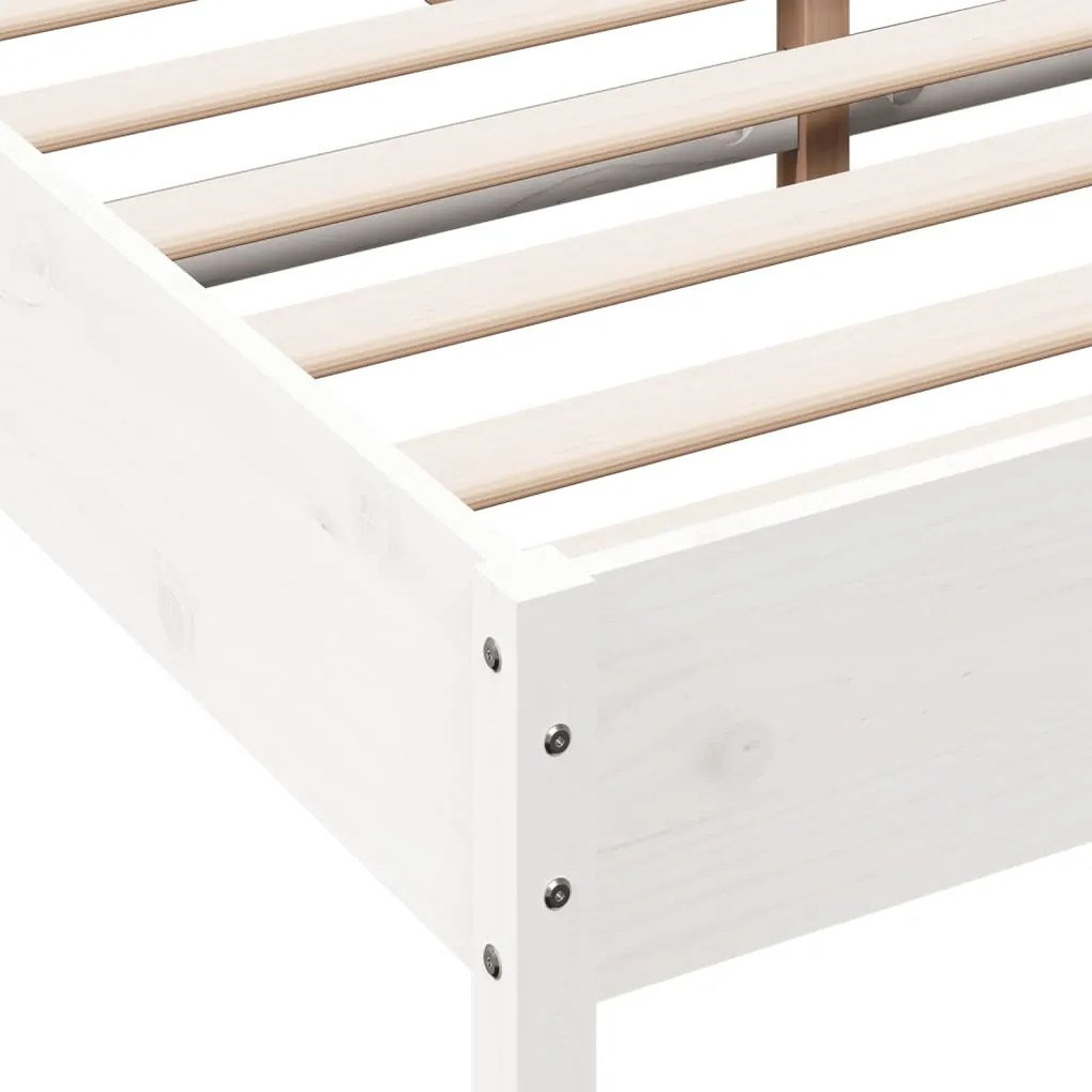 Cama sem colchão 160x200 cm madeira de pinho maciça branco