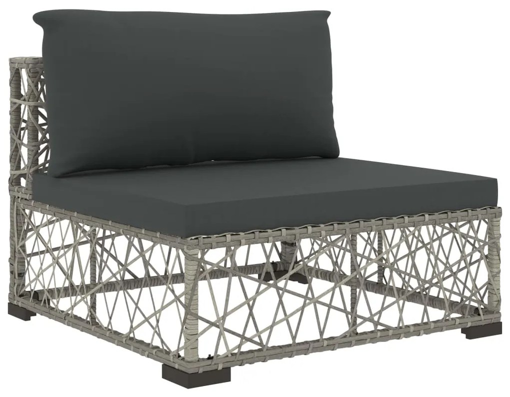 8 pcs conjunto lounge de jardim c/ almofadões vime PE cinzento