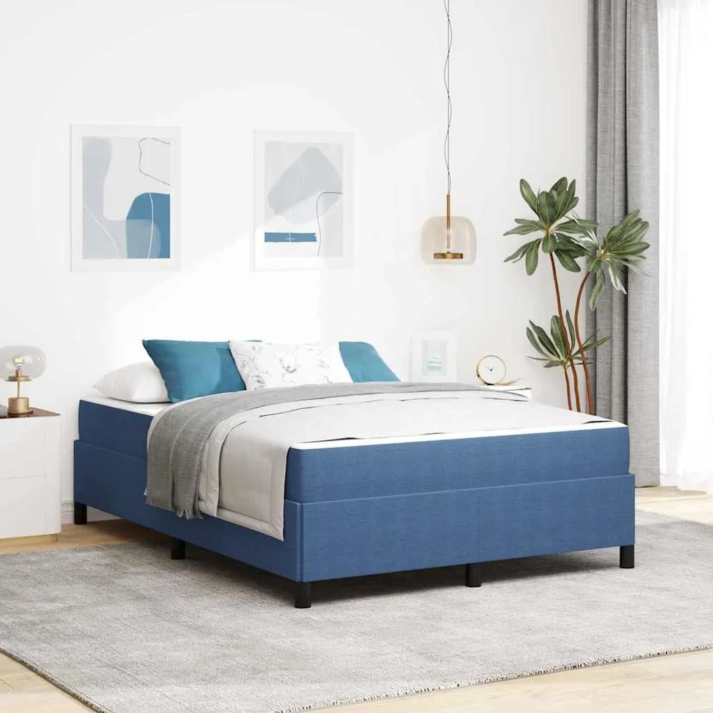 vidaXL Estrutura da Cama Azul 140 x 200 cm Tecido de veludo côtelé