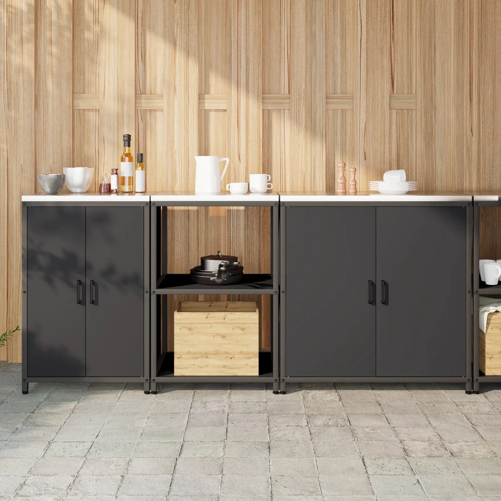 vidaXL Conjunto de Armazenamento para Cozinha 3 pcs Preto