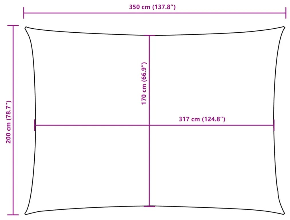 Para-sol estilo vela tecido oxford retangular 2x3,5 m preto