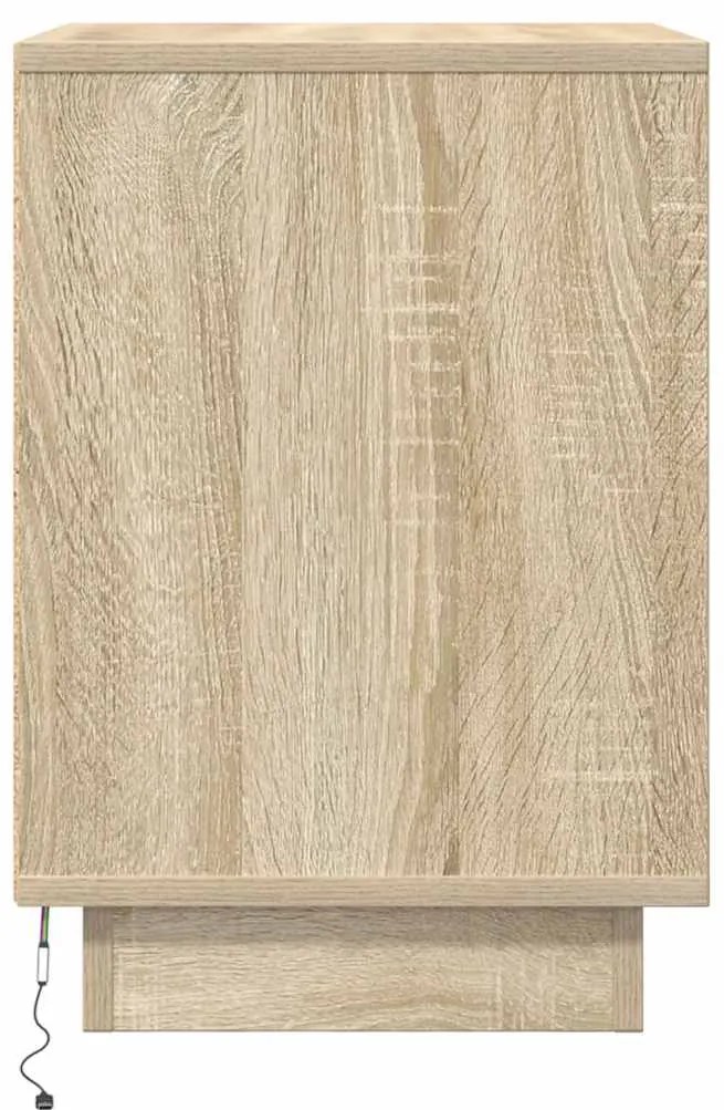 Mesas cabeceira c/ luzes LED 2 pcs 38x34x50cm carvalho sonoma