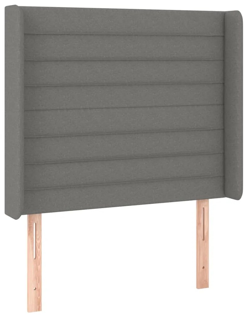 Cabeceira de cama c/ LED tecido 93x16x118/128 cm cinza-escuro