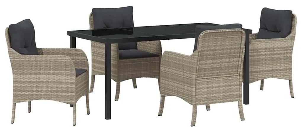 Conjunto de Jantar de Jardim com Almofadas Cinza Claro Vime PE