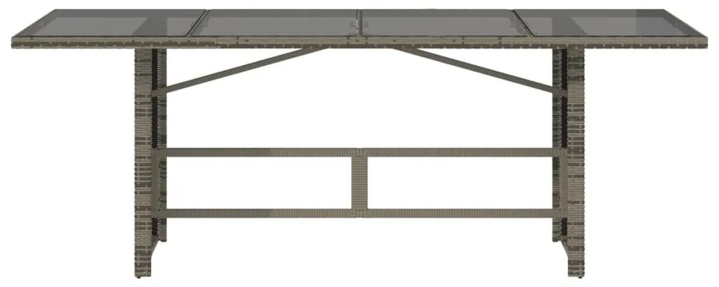 Mesa de jardim com tampo de vidro 190x80x74 cm vime PE cinza