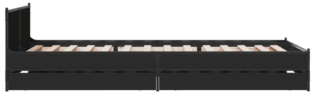 Estrutura de cama c/ gavetas 90x200 cm derivados madeira preto