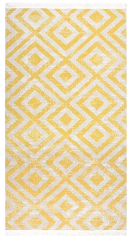vidaXL Tapete de exterior tecelagem lisa 80x150 cm amarelo e bege