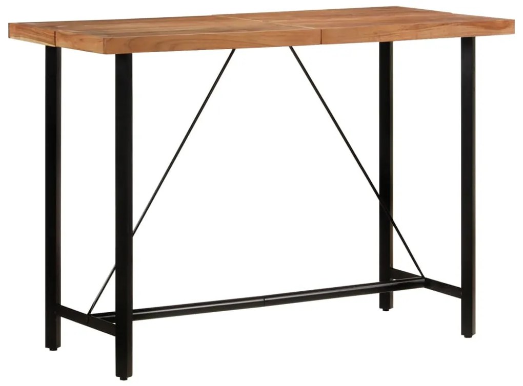 vidaXL Mesa de bar 150x70x107 cm madeira de acácia maciça e ferro