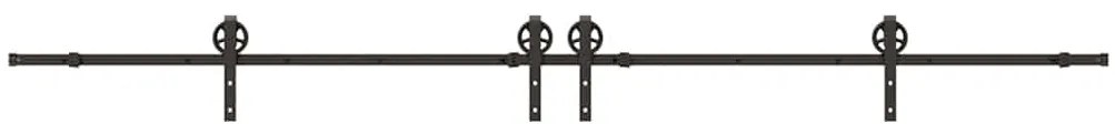 Kit de ferragens para porta deslizante 366 cm aço preto
