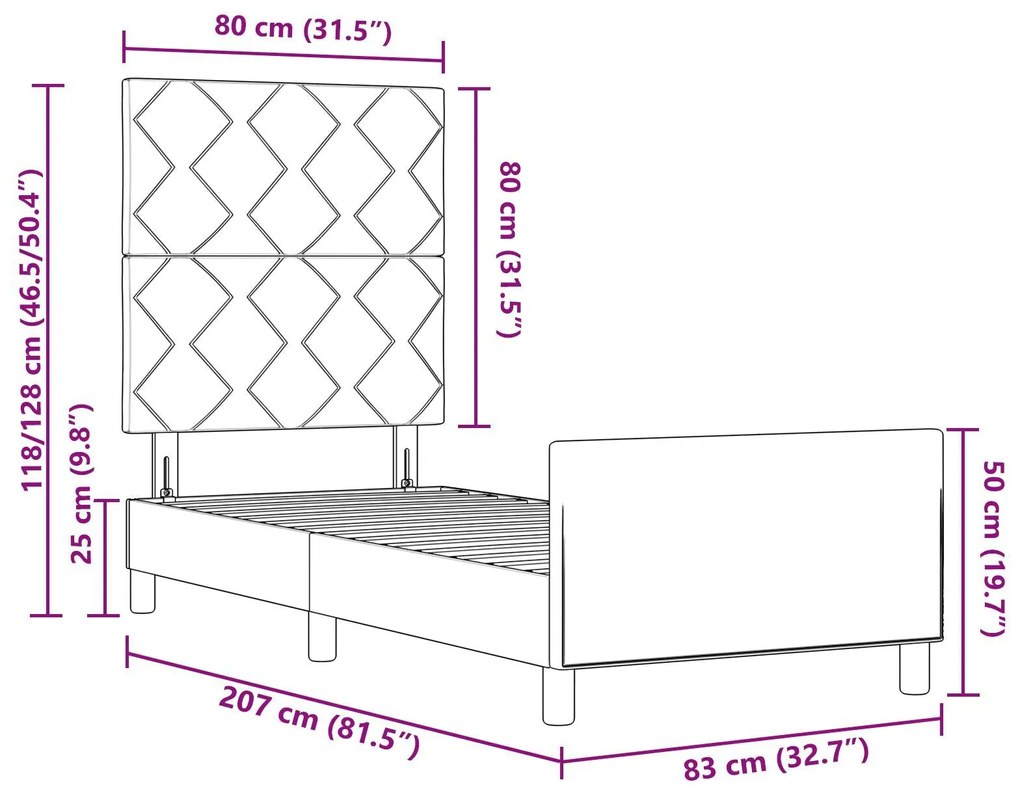 Estrutura de Cama vidaXL Castanho 80x200 cm em Tecido
