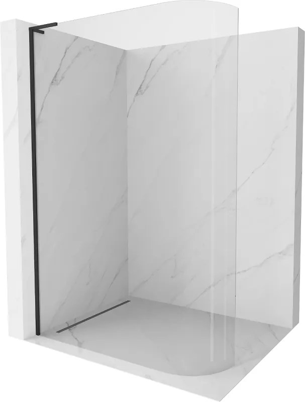 Mexen Kioto-R L parede de chuveiro arredondada Walk-in 110 x 200 cm, transparente, preta - 800-110-103-70-06