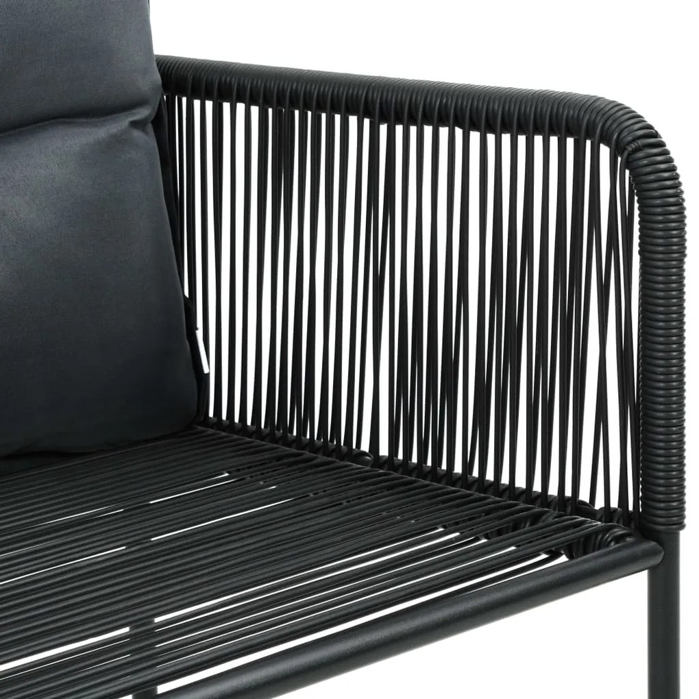 7 pcs conjunto de jantar para jardim preto
