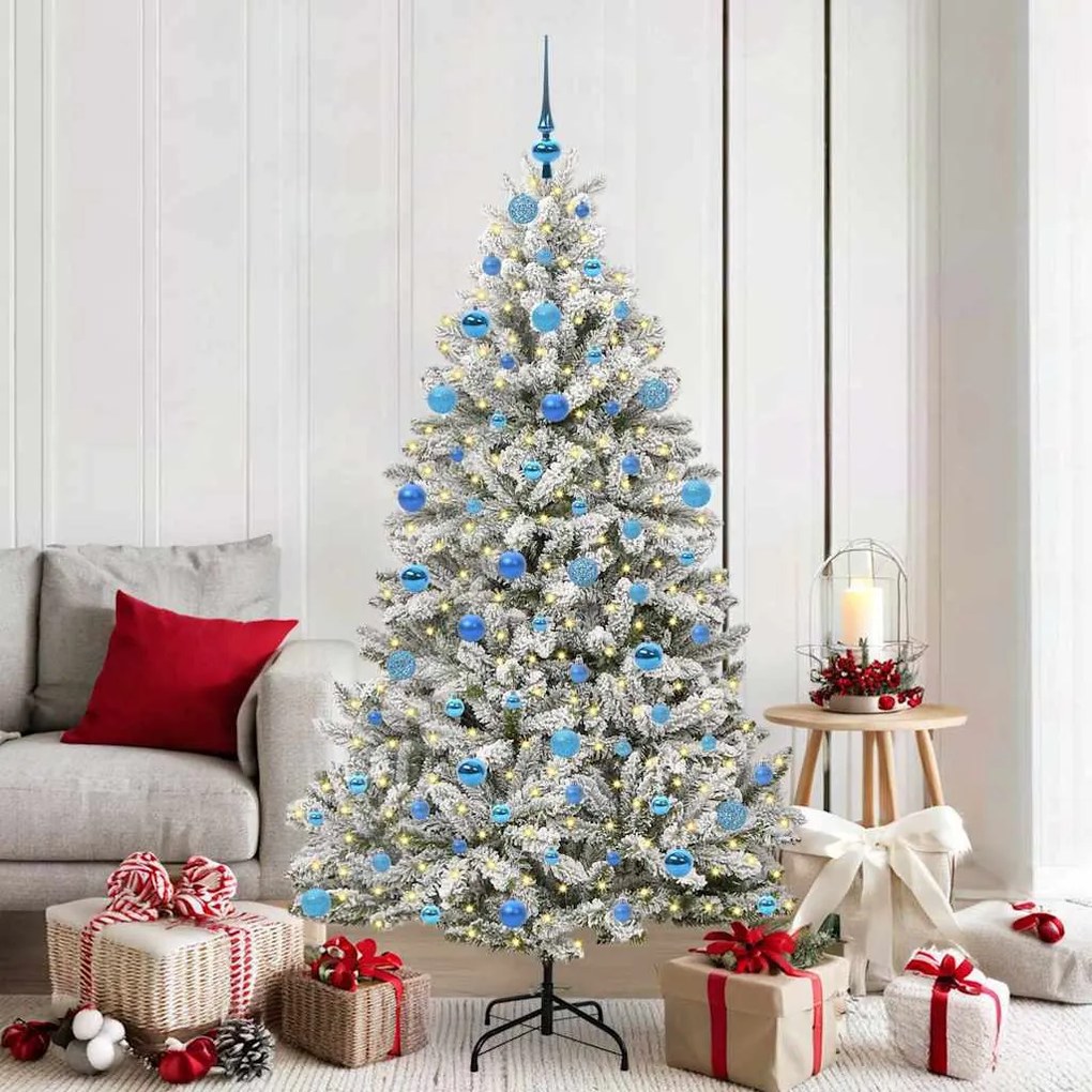 vidaXL Árvore de Natal Artificial Verde e Branco 180 cm PVC e Metal
