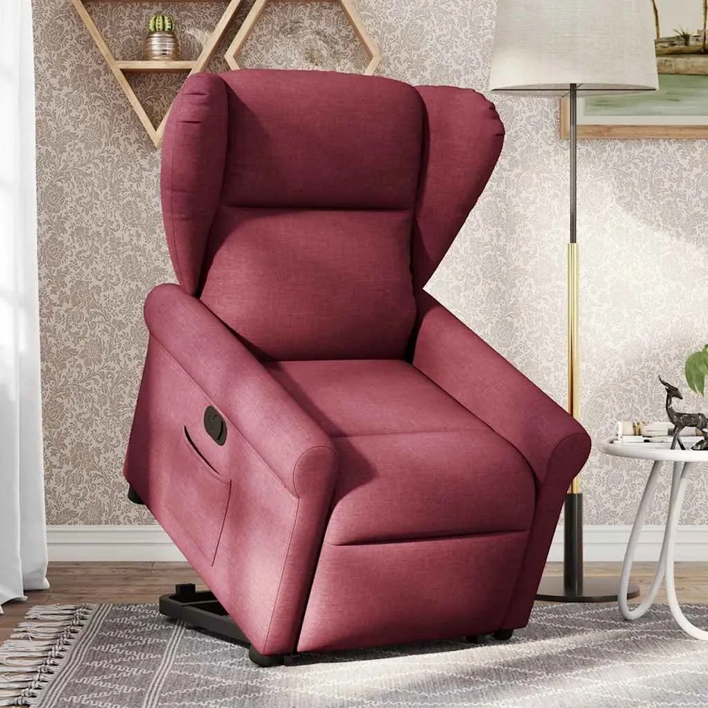 Poltrona reclinável elevatória tecido vermelho tinto