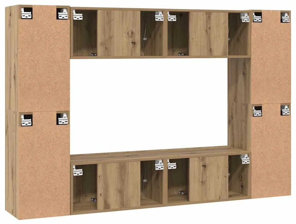 Conjunto de móvel de TV com prateleira 8 pcs carvalho artisiano