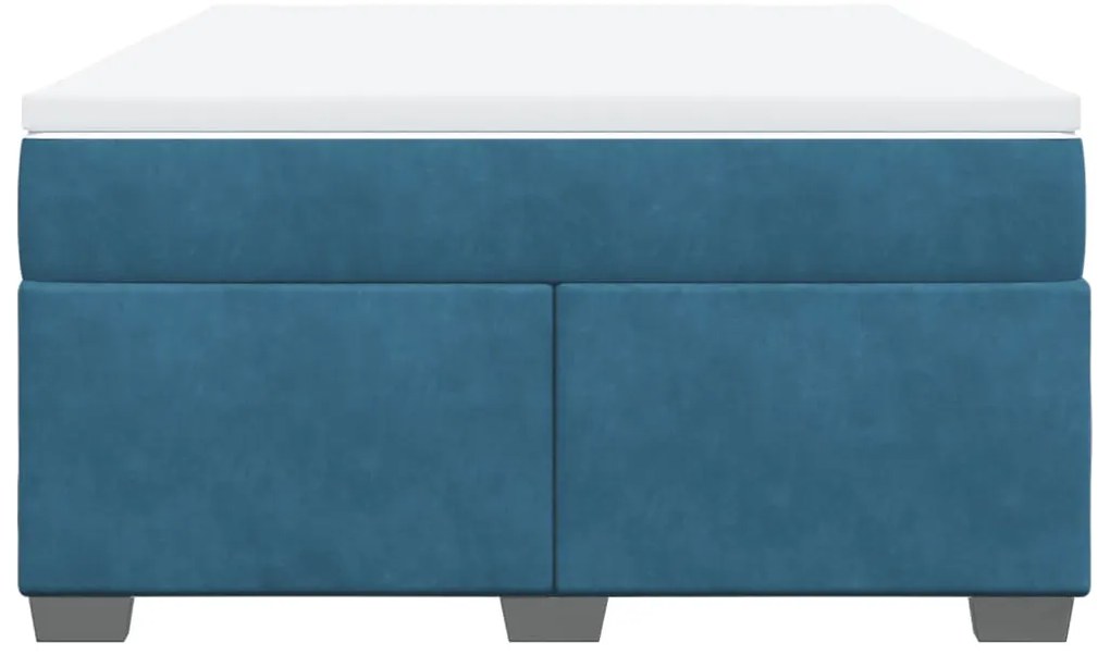 Cama com molas/colchão 140x200 cm veludo azul-escuro