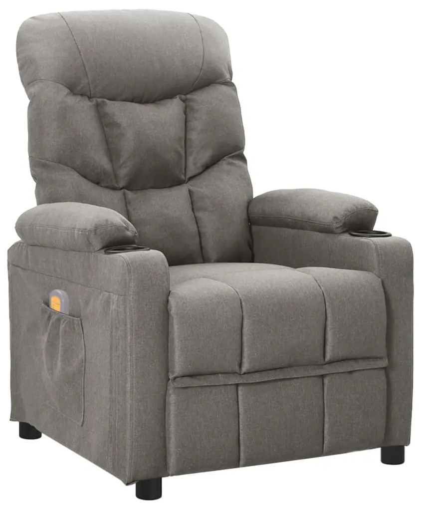 339092 vidaXL Poltrona de massagens tecido cinzento-claro