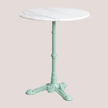Mesa De Bar Redonda Ø60cm Em Pedra Natural Azteca Mármore Branco Guangxi - Verde Ilha Paraíso - Sklum