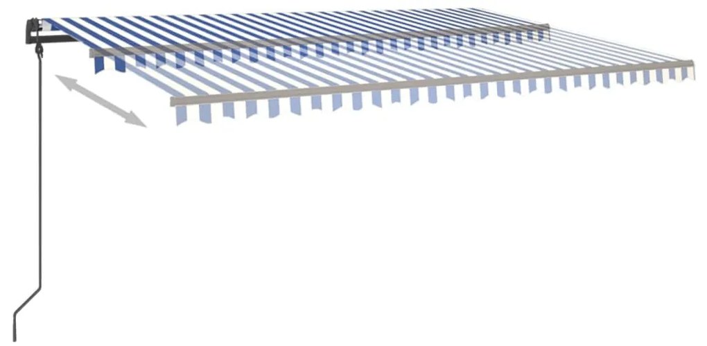 Toldo automático c/ LED e sensor de vento 6x3 m azul e branco