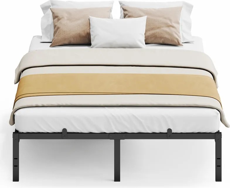Estrutura de cama em metal 200 x 160 x 40,6 cm (COLCHÃO NÃO INCLUIDO) com espaço de arrumação e design moderno Preta