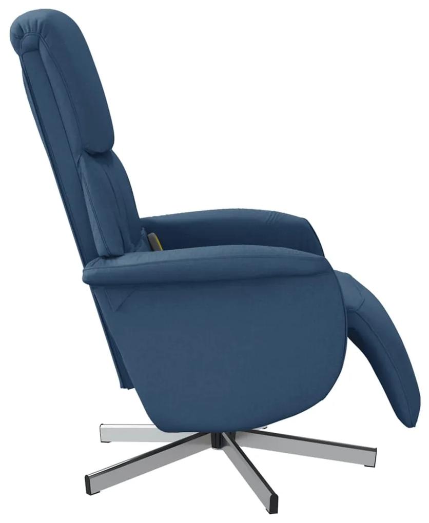 Cadeira de massagens reclinável c/ apoio de pés tecido azul
