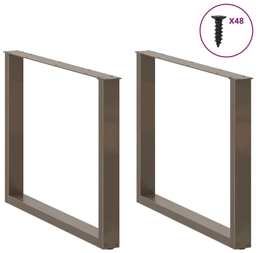 Pés para mesa de jantar em formato de U, 3 peças, aço natural, 100x(72