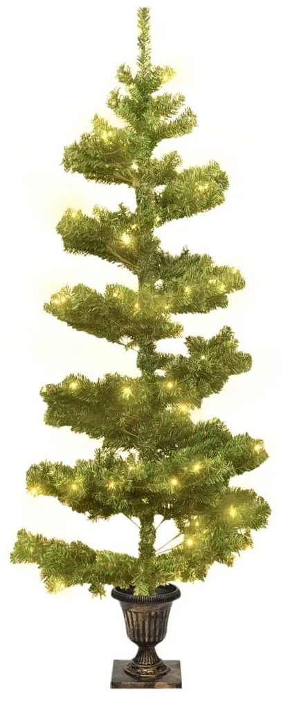 Árvore de Natal rotativa pré-iluminada + vaso PVC 120 cm verde