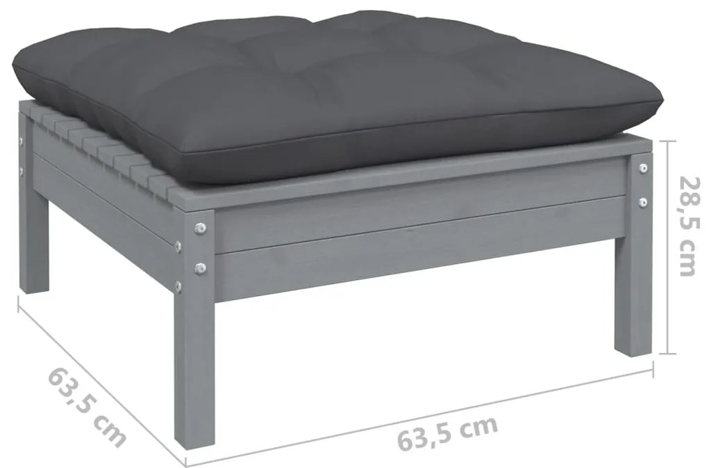 5 pcs conjunto lounge de jardim c/ almofadões pinho maciço