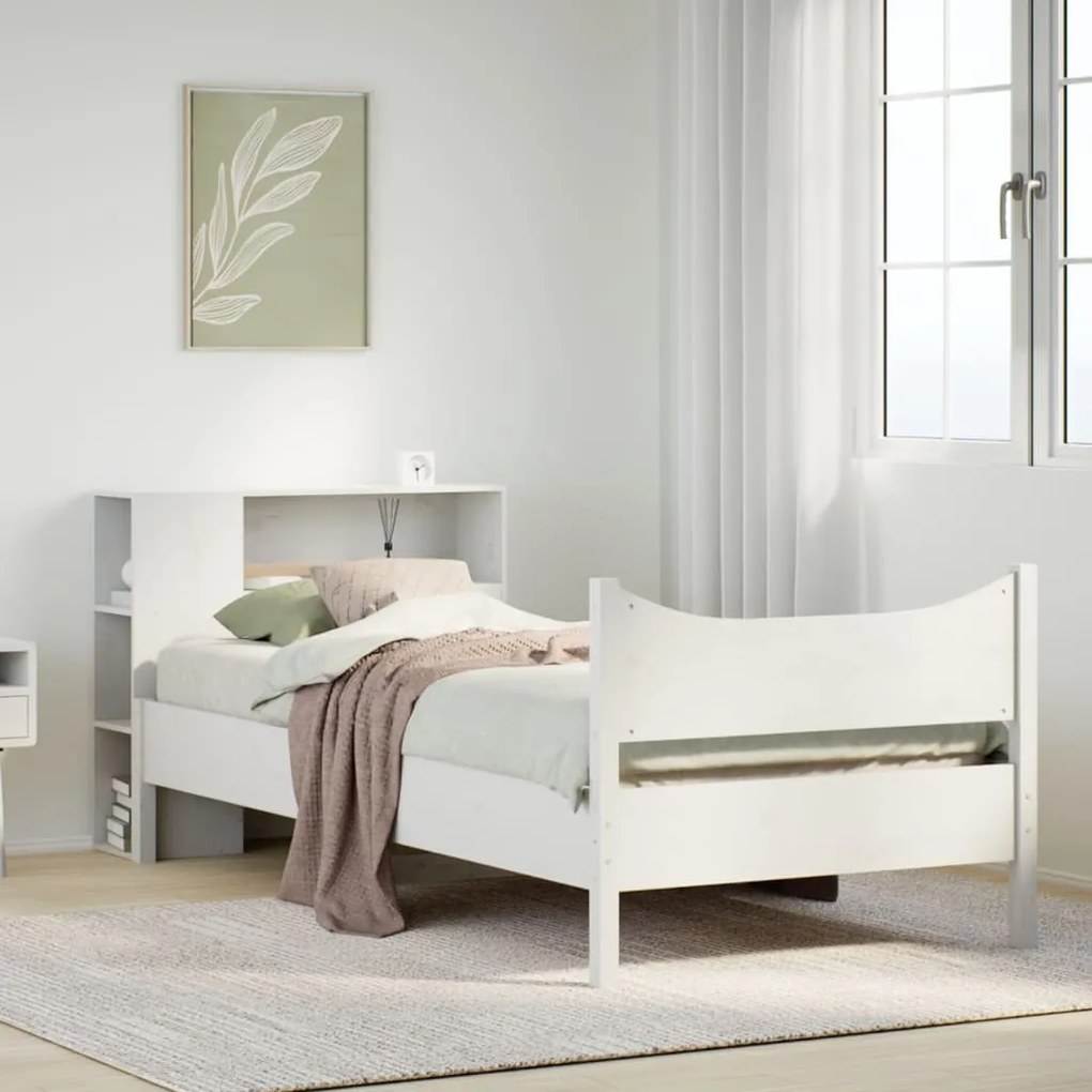 vidaXL Cama sem colchão 90x190 cm madeira de pinho maciça branco