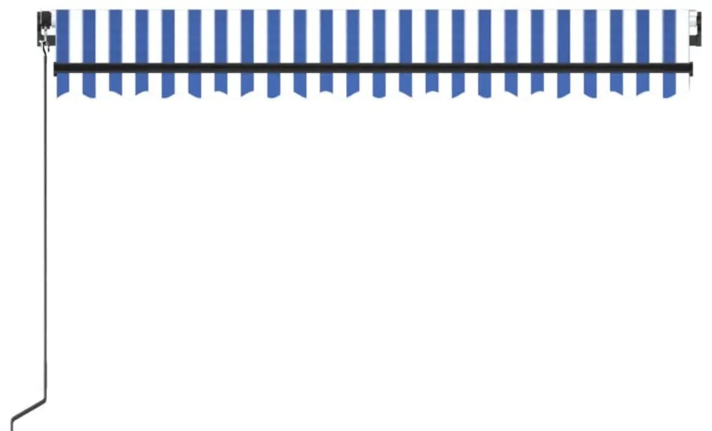 Toldo retrátil manual 450x350 cm azul e branco