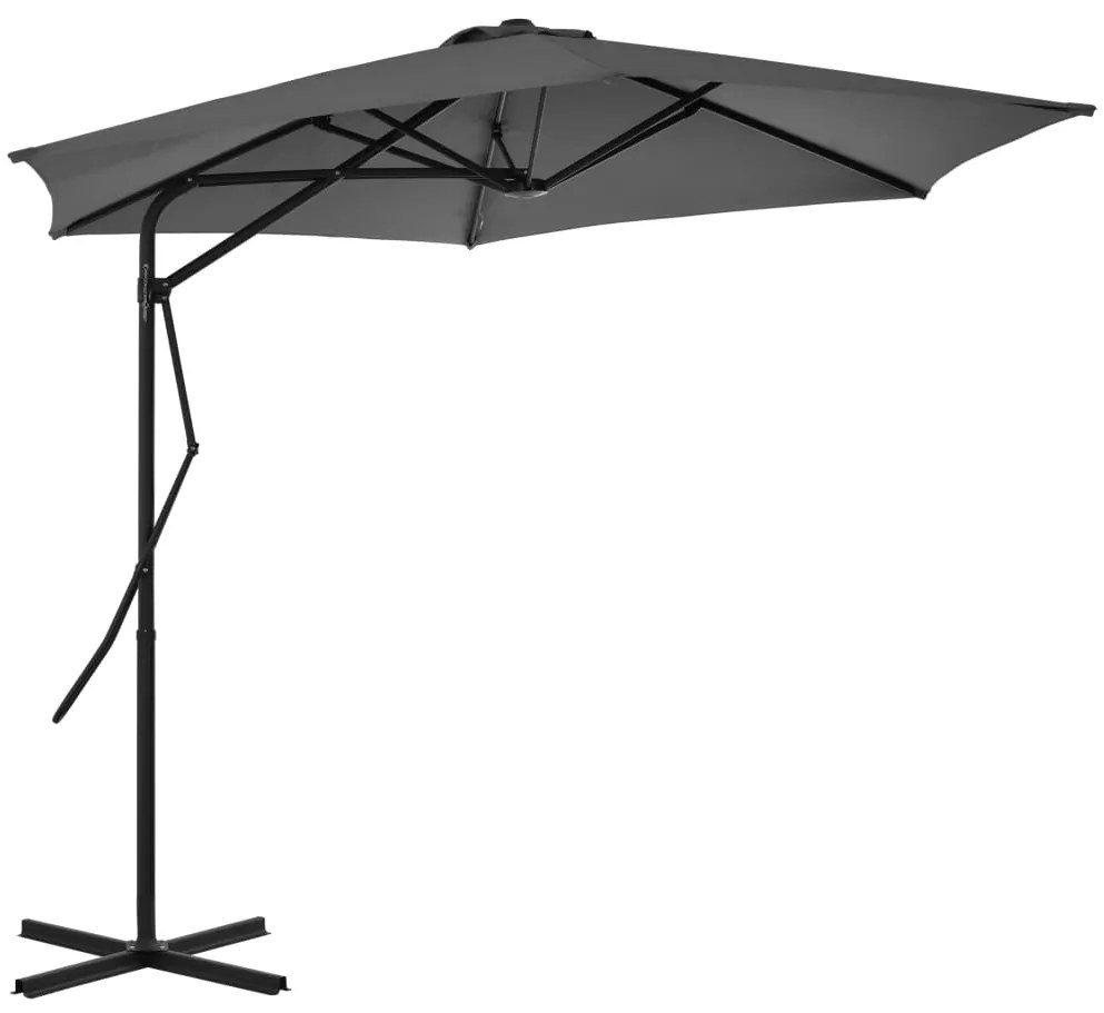 Guarda-sol de exterior com poste de aço 300 cm antracite