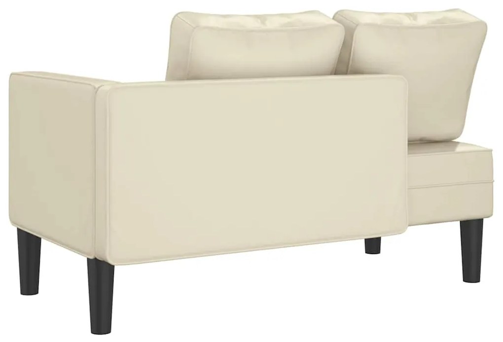 Chaise longue com almofadões couro artificial creme