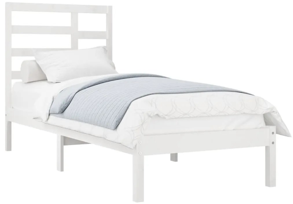 Estrutura de cama solteiro 90x190 cm madeira maciça branco