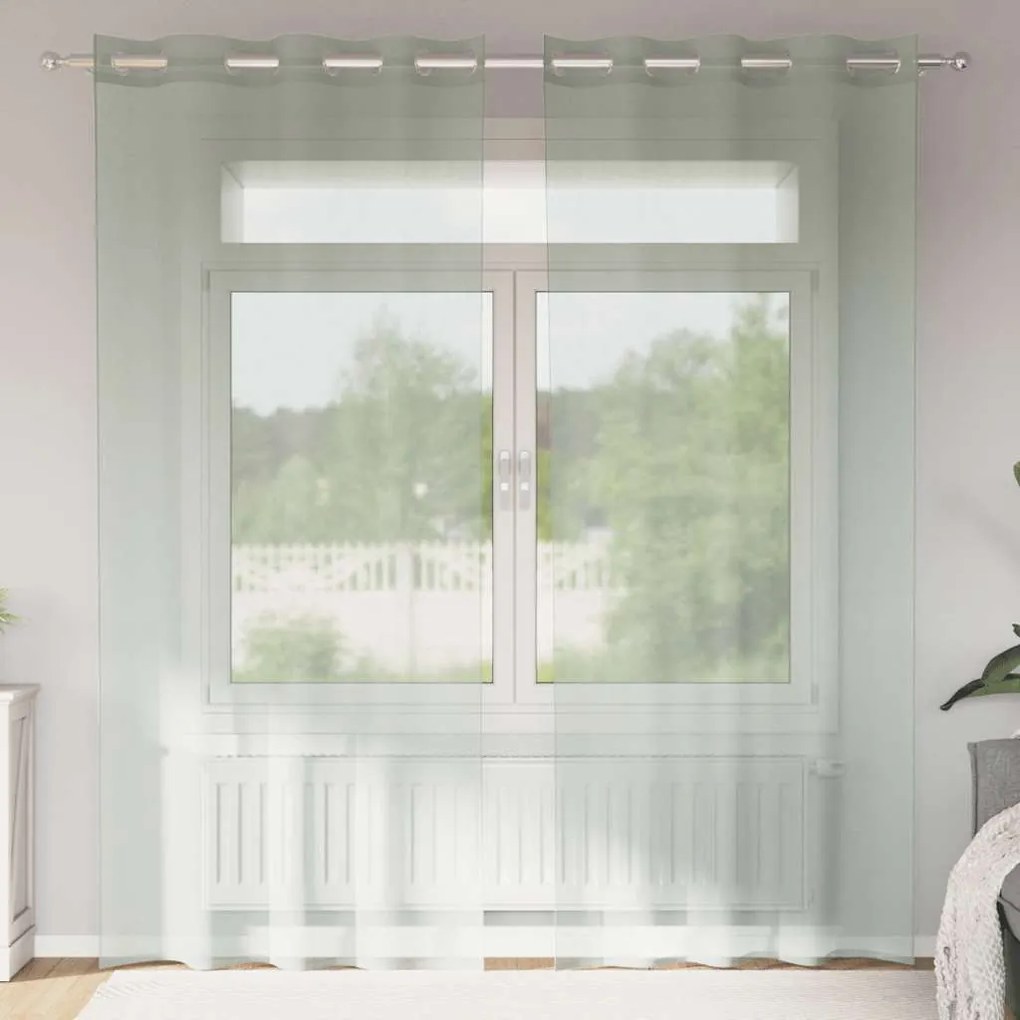 vidaXL Cortinas de voile com ilhós 2 pcs cinzento-claro 140x225 cm