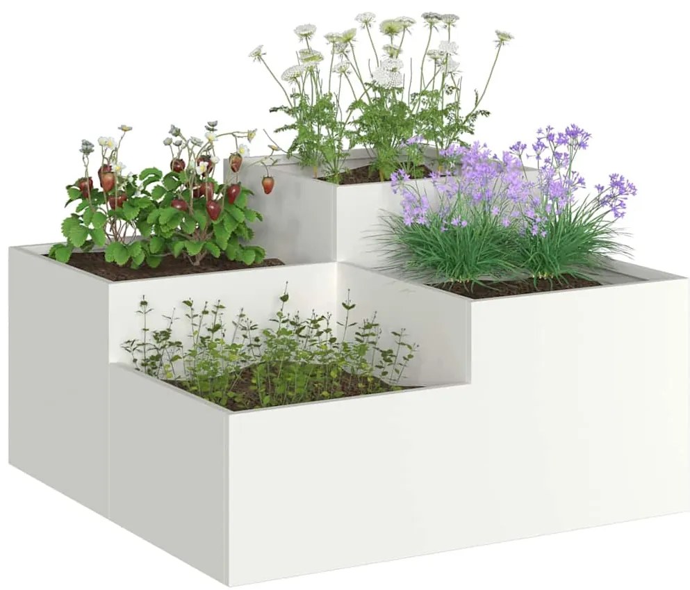 Jardineira vidaXL 100x100x48 cm Aço Branco