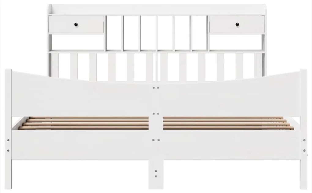 Cama sem colchão 200x200 cm madeira de pinho maciça branco