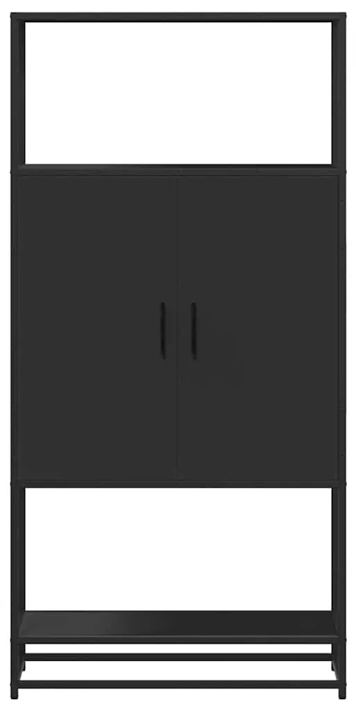 Armário alto 68x35x139 cm derivados madeira e metal preto