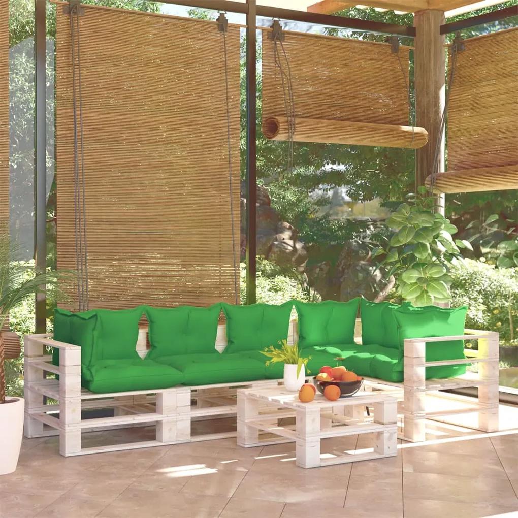 6 pcs conj. lounge de paletes p/ jardim com almofadões pinho