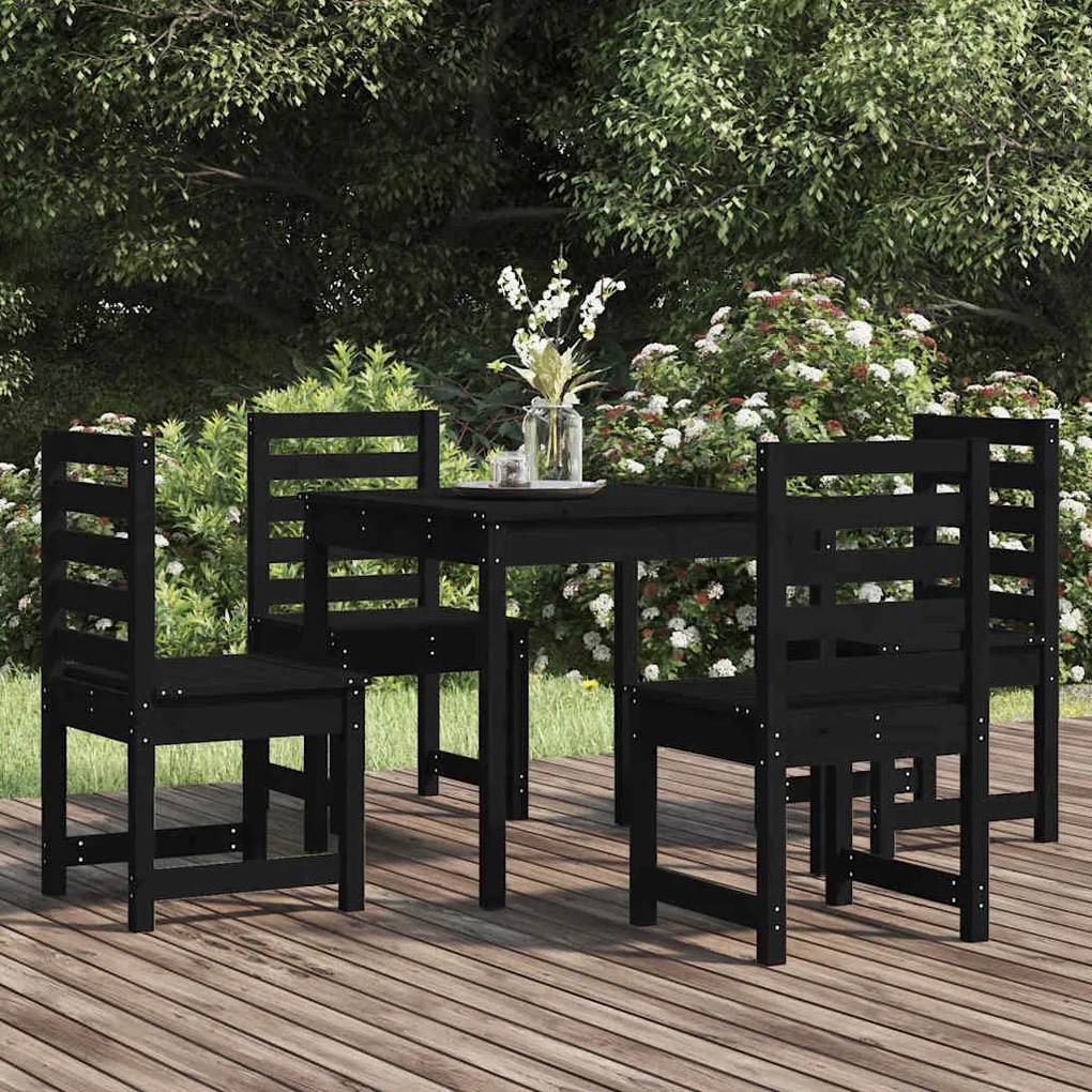 vidaXL 5 pcs conj. jantar p/ jardim madeira de pinho maciça preto