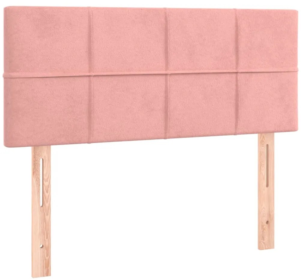 Cama box spring c/ colchão/LED 80x200 cm veludo rosa