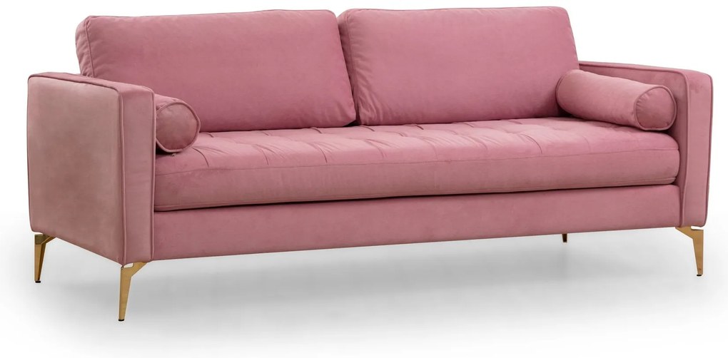 Sofá de 3 Lugares Rome – Rosa Empoeirado – 215 cm x 90 cm x 70 cm