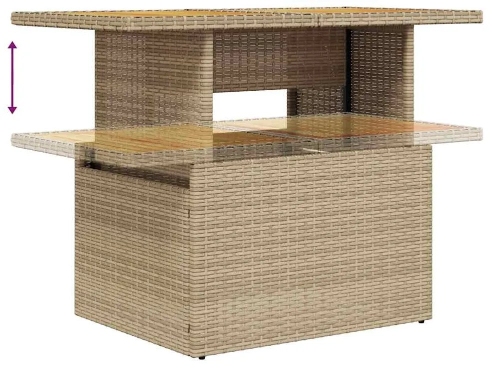 5 pcs conjunto de sofás p/ jardim com almofadões vime PE bege