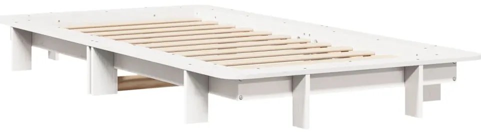 Cama sem colchão 90x200 cm madeira de pinho maciça branco