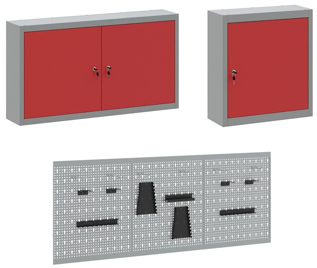 Conjunto de Gabinete de Trabalho e Painel de Ferramentas em 8 Peças Vi