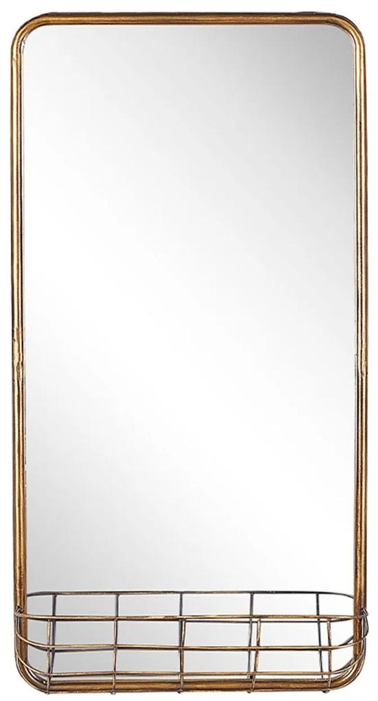 Espelho de parede dourado com prateleira 80 x 40 cm MACON Beliani